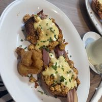 Benedict with hash brown   at Maple Cafe in Leeds