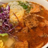 Spicy tofu soup close-up at Bahn Pho in Hoboken