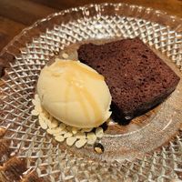 Vegan chocolate cake with burdock  at Organic Plus in Sapporo