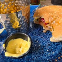 Bean burger and fries. Had to request the mustard so the burger had some kind of sauce inside. at The Tipsy  in Jersey