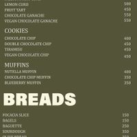 Menu (vegan desserts!) at Knead Artisanal Bakery in Nairobi