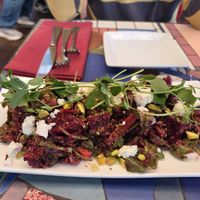 Salted beets (feta is not vegan) at Robin's Restaurant in Cambria
