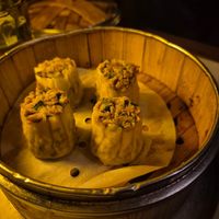 Mock meat and chive sui mai at The Dimsum Room in Mumbai
