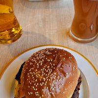 Dirty fries and Vegoklahoma smash burger at The Cow & The Bean in Axminster