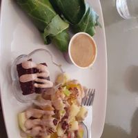Collard wrap lunch special at Healthy Sins Vegan Cafe in Lockport