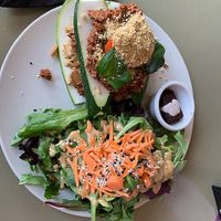 Lasagna with side salad. at Healthy Sins Vegan Cafe in Lockport