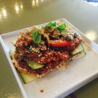 Meatless Lasagna! Yummy! at Healthy Sins Vegan Cafe in Lockport