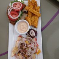 Burger and fries at Healthy Sins Vegan Cafe in Lockport