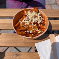 Sweet potato fries with BBQ pulled no pork at Soulful Bowl in Wiltshire