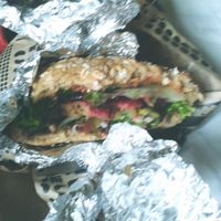 seitan burger as take away :-) at Nova Krova in Krakow