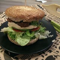 Falafel burger at Nova Krova in Krakow