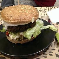 Quinoa and spinach burger  at Nova Krova in Krakow