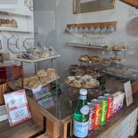 Their pastry cabinet with scones, sausage rolls, cinnamon rolls, and even (similar but legally distinct) pop tarts! at Good Bread For All in Fort Wayne