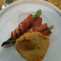 Bacon wrapped asparagus and egg at Casa Nova in Newcastle