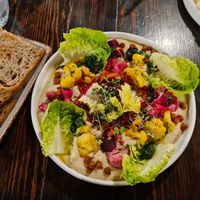 Hummus dish at VNITROBLOCK in Prague