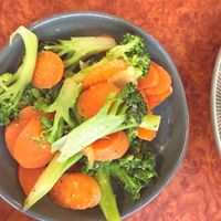 Steamed veg at The Green Wave  in San Vicente De La Barquera