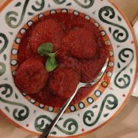 Polpette di melanzane al sugo (vegetariane) at Osteria Sciapò in Palermo