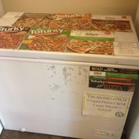 Pizza case at Animal Place's Vegan Republic in Berkeley