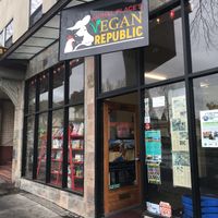 Store Front on a Rainy Day  at Animal Place's Vegan Republic in Berkeley