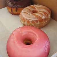 Chocolate, Glazed, & Raspberry at Johnny Doughnuts in San Francisco