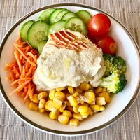 Hummus bowl at Sahha in Abu Dhabi