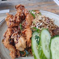 Vegan sticky soy chicken noodles at Daily Noodles in Bristol