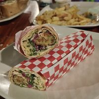 Falafel wrap, yummy! at Arabesca in Santa Marta
