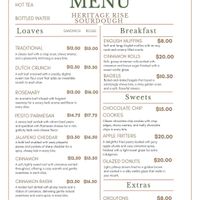 Menu  at Heritage Rise Sourdough in Elk Grove