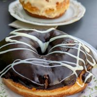 The maple syrup/ bacon & chocolate donut at Kiji Donuts in Lyon