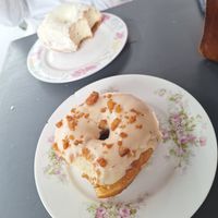 Maple bacon donut and white chocolate donut! at Kiji Donuts in Lyon