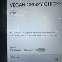 Non-vegan vegan option   at Toast Tea  in Glasgow