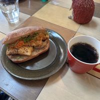 Mushroom and tofu sandwich   at Cafe Igel in Hiroshima