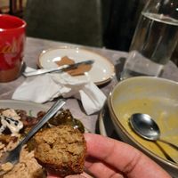 Look how brown the falafel is! No bland green-looking falafel here! So crispy on the outside yet no graininess on the inside... and it's spiced perfectly 😩😋 at Ayat - Bushwick in Brooklyn