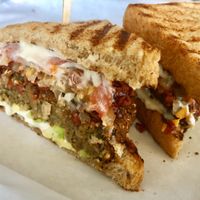Original veggie burger with avocado at Fresh Potato Factory in Northridge