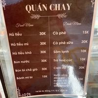 Menu   at Quan Chay in Ho Chi Minh City