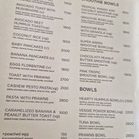 Menu at Cafe Nella Giungla in Hikkaduwa