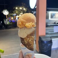 Banana and papaya-pineapple sorbett  at B Ice Cream, Waffle & Crépe in Moalboal