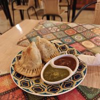 Samosas, very good. at Santa Masala in Santa Marta