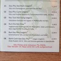 Menu at Tradition 2.0 in Herzogenrath