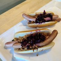 The double veggie dogs - not bad! at IKEA in Dublin