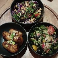 Korean potatoes, vietnamise and bolivian salads at Colibri in Vilnius