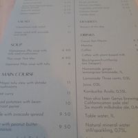 The menu at Colibri in Vilnius