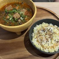 Mapo tofu and ricee  at Colibri in Vilnius