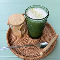 Matcha Latte (they have coconut and almond milk)  at Colibri in Vilnius