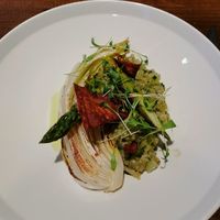 Barley risotto with Chinese cabbage + asparagus at Skyskraperen - Ulriken643 in Bergen