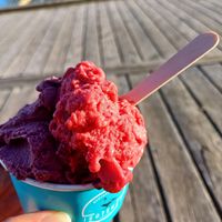 Vegan blackberry-chocolate and raspberry gelato! at Isoteket Nordhavn in Copenhagen