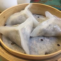 Steamed black truffle dumplings at Benzhen Vegetarian in Hong Kong Island