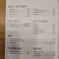 Menu at HEL - Two Tigers in Vantaa