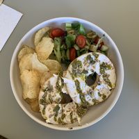 Cream cheez pesto bagel   at The Wren in Saltburn-by-the-sea