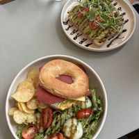 Deli bagel and avo toast  at The Wren in Saltburn-by-the-sea